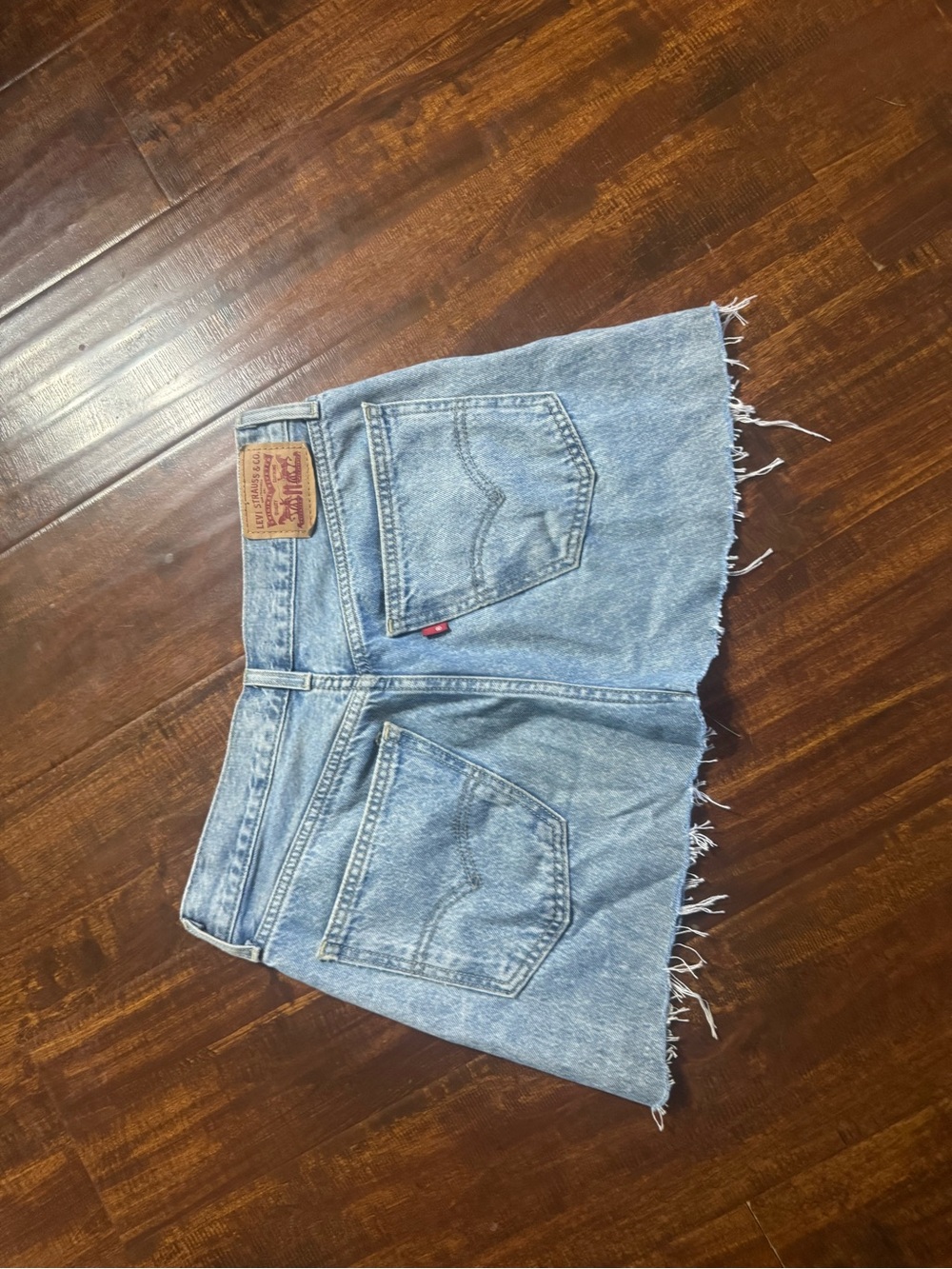 Levi's Light Wash Denim Frayed Hem Jean Shorts